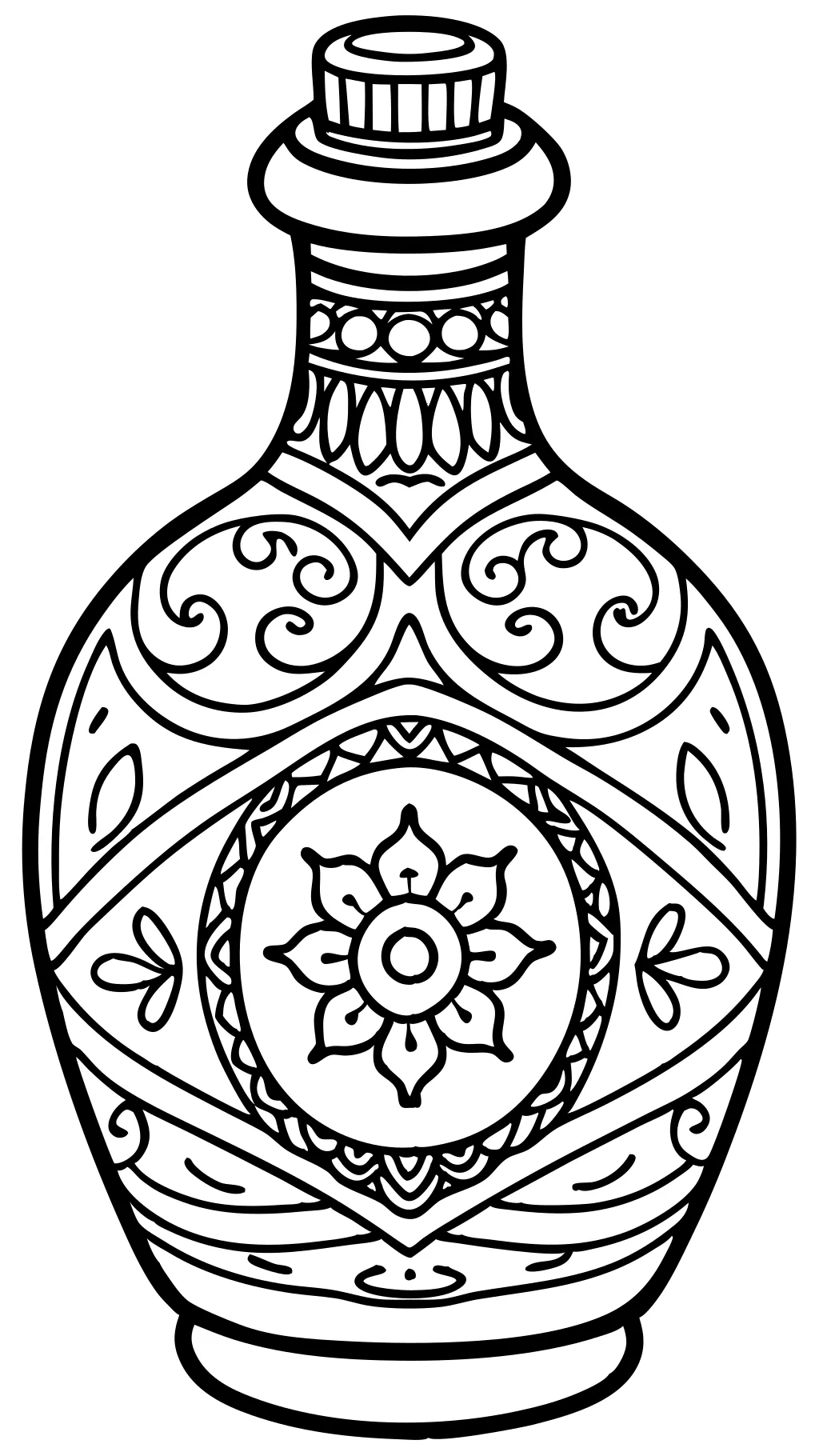 coloring page of a bottle with shading